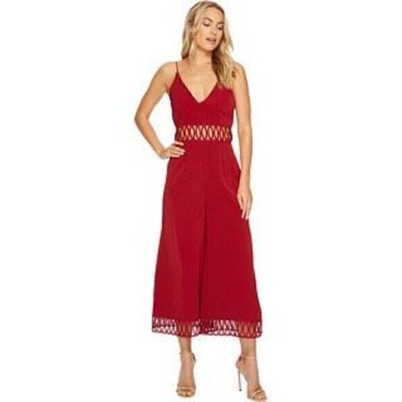 Keepsake The Label Whisper Jumpsuit Size M Cut Out Burgundy - Picture 1 of 5